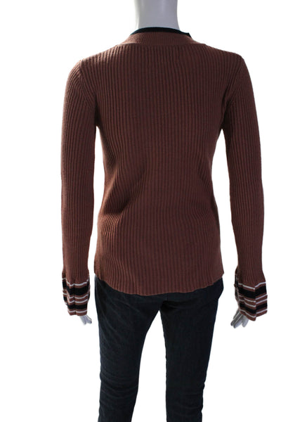 JOA Los Angeles Womens Mock Neck Long Sleeved High-Low Sweater Brown Size XS