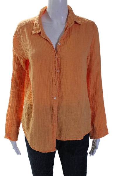 Xirena Women's Collared Long Sleeves Button Down Shirt Orange Size S