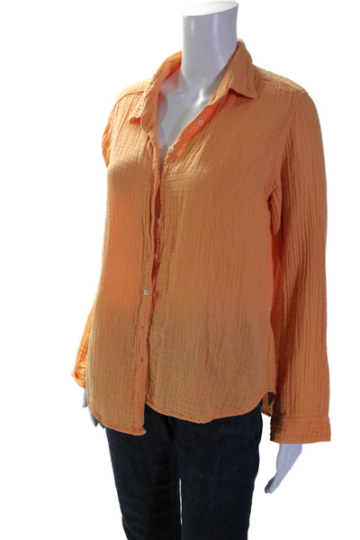 Xirena Women's Collared Long Sleeves Button Down Shirt Orange Size S