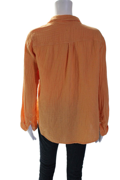 Xirena Women's Collared Long Sleeves Button Down Shirt Orange Size S