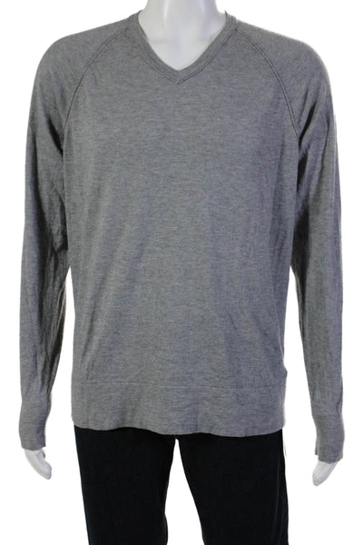 James Perse Mens Long Sleeve V Neck Sweatshirt Gray Wool Size 3