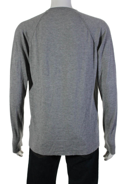 James Perse Mens Long Sleeve V Neck Sweatshirt Gray Wool Size 3