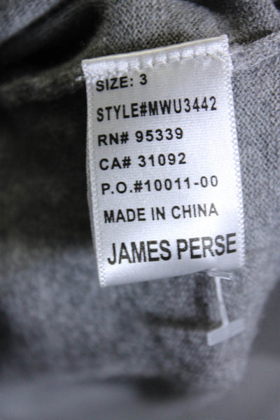 James Perse Mens Long Sleeve V Neck Sweatshirt Gray Wool Size 3