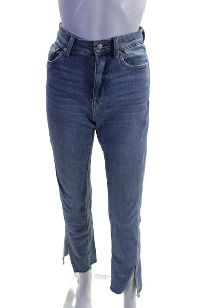 Pistola Womens Cotton Zip Button Straight Leg Fray Denim Jeans Blue Size EUR 26