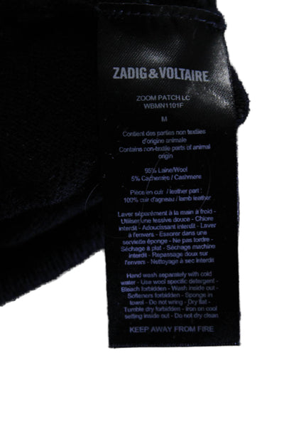 Zadig Womens Cashmere Black Crew Neck Wingbat Sweater Top Size M