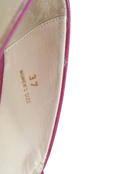 Tods Womens Leather Peep Toe Slide On Ballet Flats Beige Pink Size 37 7