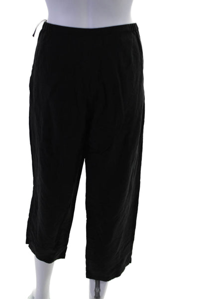 Eileen Fisher Womens Zipper Fly High Rise Straight Cropped Pants Black Size PM