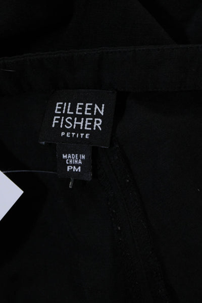 Eileen Fisher Womens Zipper Fly High Rise Straight Cropped Pants Black Size PM