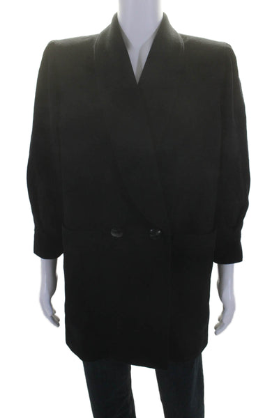 Loro Piana Mens Cashmere Long SleevedOne Buttoned Collared Overcoat Black Size M