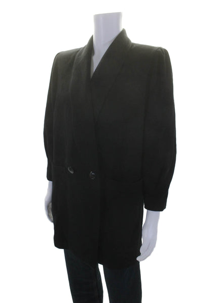 Loro Piana Mens Cashmere Long SleevedOne Buttoned Collared Overcoat Black Size M