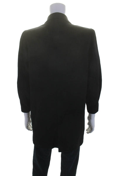 Loro Piana Mens Cashmere Long SleevedOne Buttoned Collared Overcoat Black Size M