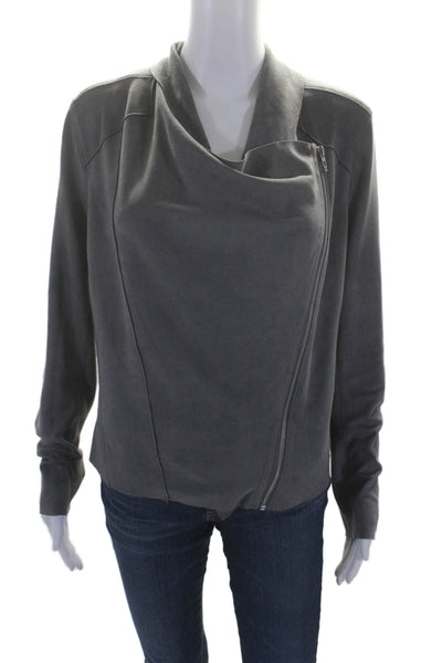 Blank NYC Womens High Neck Long Sleeve Zip Up Jacket Gray Size S