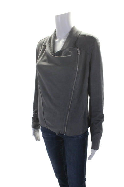 Blank NYC Womens High Neck Long Sleeve Zip Up Jacket Gray Size S