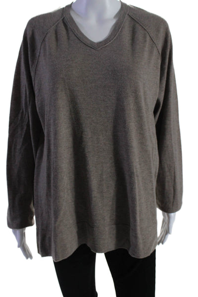 James Perse Womens Wool Round Neck Long Sleeve Casual Sweater Brown Size M