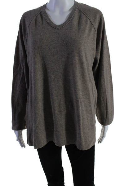 James Perse Womens Wool Round Neck Long Sleeve Casual Sweater Brown Size M