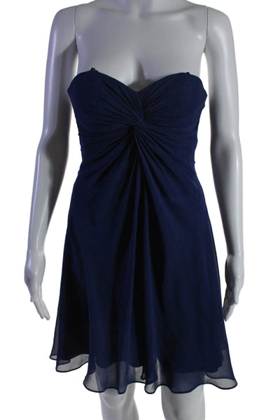 FAVIANA  Womens Blue Drape Detail Strapless Zip Back Mini Dress Size 0