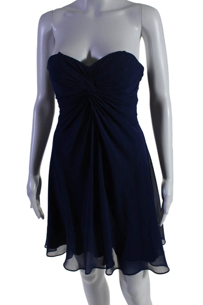 FAVIANA  Womens Blue Drape Detail Strapless Zip Back Mini Dress Size 0