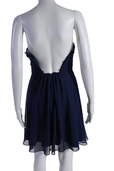 FAVIANA  Womens Blue Drape Detail Strapless Zip Back Mini Dress Size 0