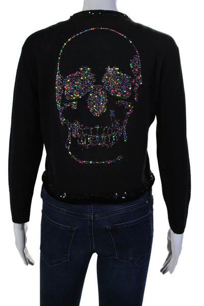 Libertine Womens Velvet Sequin Trim Cashmere Cardigan Sweater Black Size Small