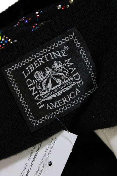Libertine Womens Velvet Sequin Trim Cashmere Cardigan Sweater Black Size Small