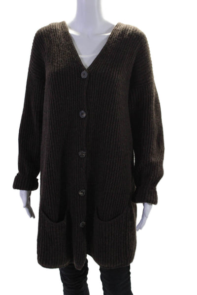 Iris V Arnim Womens Long Sleeves Open Front Cardigan Sweater Brown Size 2