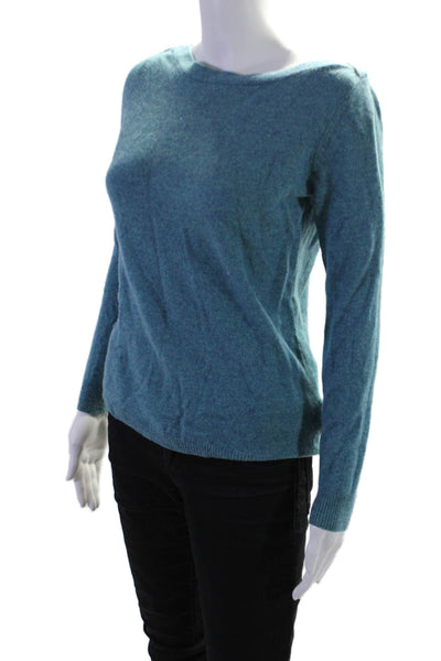 Tahari Womens Cashmere Boat Neck Long Sleeves Pullover Sweater Blue Size Medium