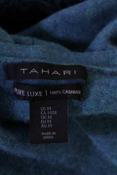 Tahari Womens Cashmere Boat Neck Long Sleeves Pullover Sweater Blue Size Medium