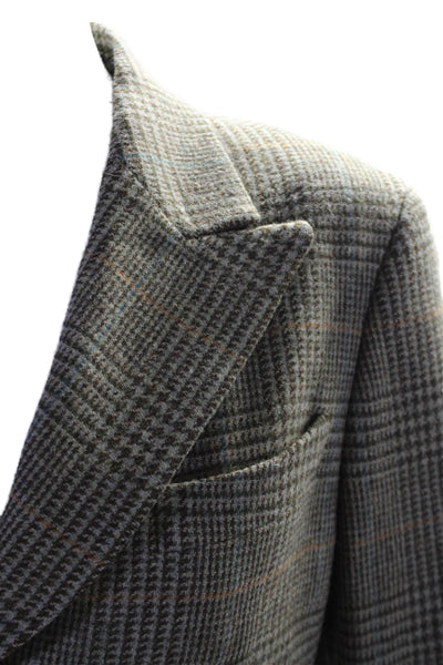 Brooks Brothers Womens Plaid Button Down Blazer Jacket Brown Wool Size 8 Petite