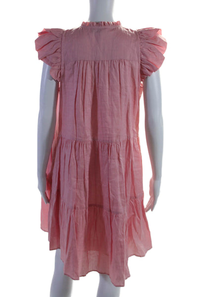 Sea New York Womens Short Sleeve Button Tiered Casual Dress Pink Size XS