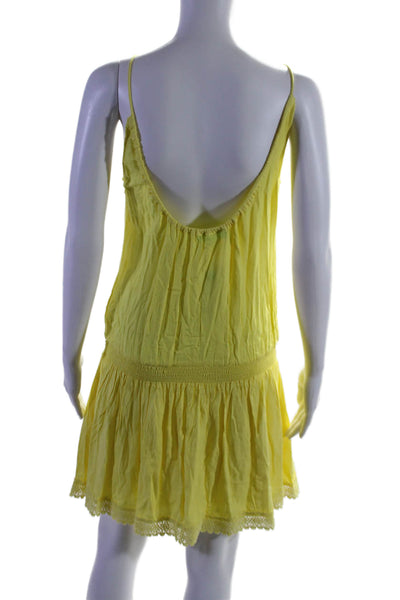 Melissa Odabash Womens Textured Spaghetti Strap Lace Mini Dress Yellow Size XS