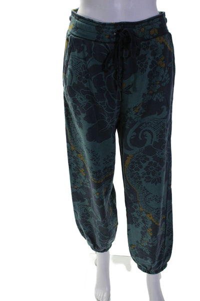 Anthropologie Womens Cotton Drawstring Floral Cuff Bottom Sweatpants Green Size