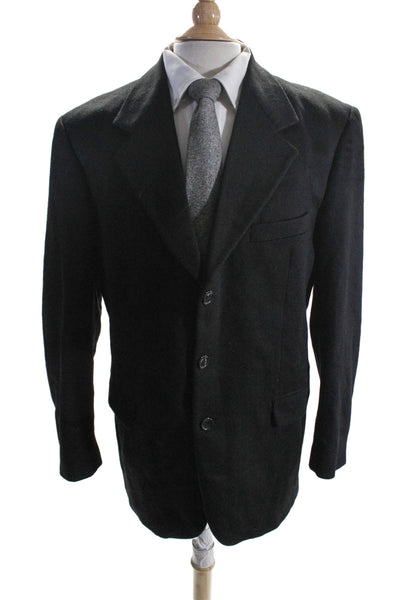 Loro Piana Mens Cashmere Collar Button Up Long Suit Blazer Black Size 59