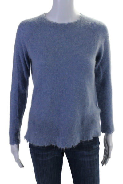 Minnie Rose Women's Round Neck Long Sleeves Cashmere Sweater Blue Size XS