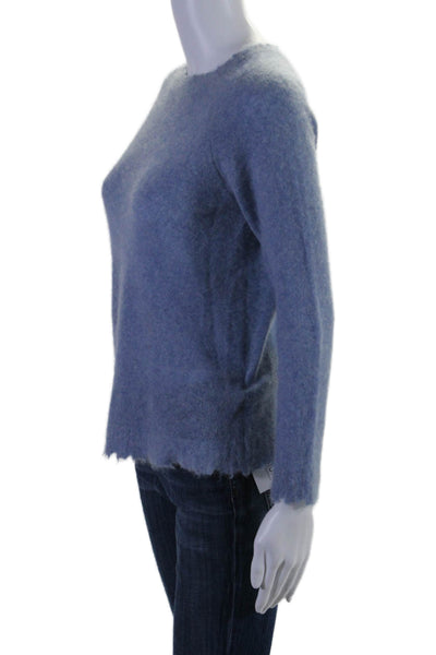 Minnie Rose Women's Round Neck Long Sleeves Cashmere Sweater Blue Size XS