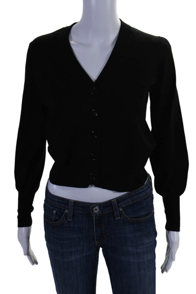 Minnie Rose Women's V-Neck Long Sleeves Button Up Cardigan Black Size XS