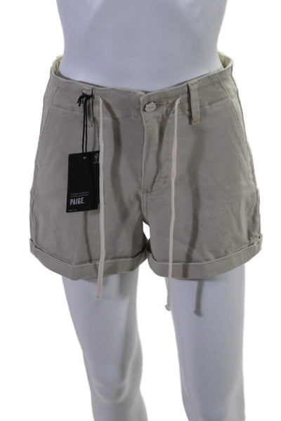 Paige Women's Button Closure Pockets Cuff Hem Casual Shorts Beige Size 25