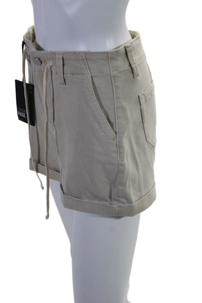 Paige Women's Button Closure Pockets Cuff Hem Casual Shorts Beige Size 25