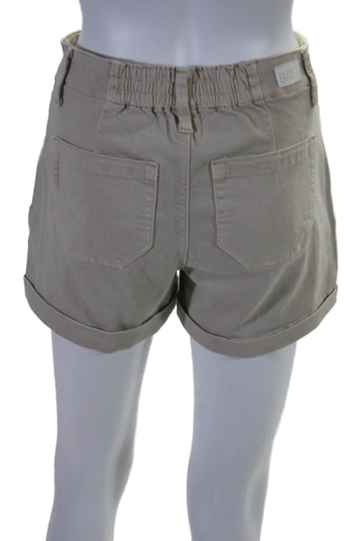 Paige Women's Button Closure Pockets Cuff Hem Casual Shorts Beige Size 25