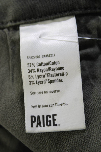 Paige Women's Button Closure Pockets Cuff Hem Shorts Olive Green Size 25