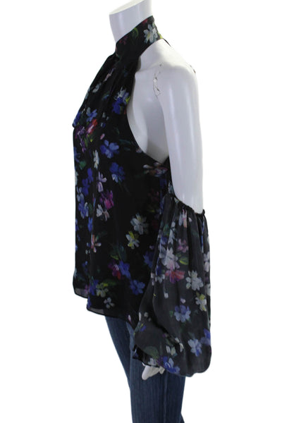 Milly Womens Silk Floral Print Sleeveless Blouse Black Size 4