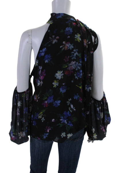 Milly Womens Silk Floral Print Sleeveless Blouse Black Size 4