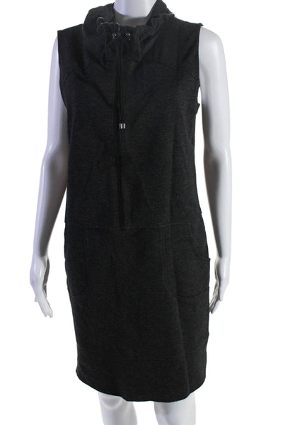 Elie Tahari Womens Dark Gray Front Zip Pockets Sleeveless Shift Dress Size 6