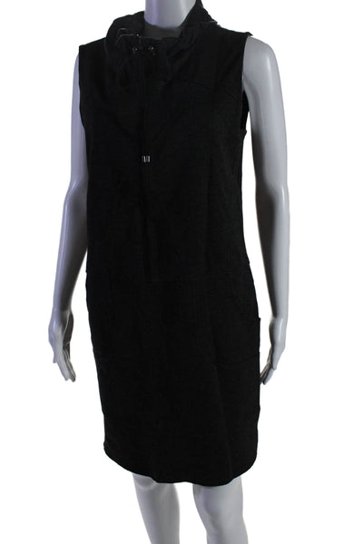 Elie Tahari Womens Dark Gray Front Zip Pockets Sleeveless Shift Dress Size 6