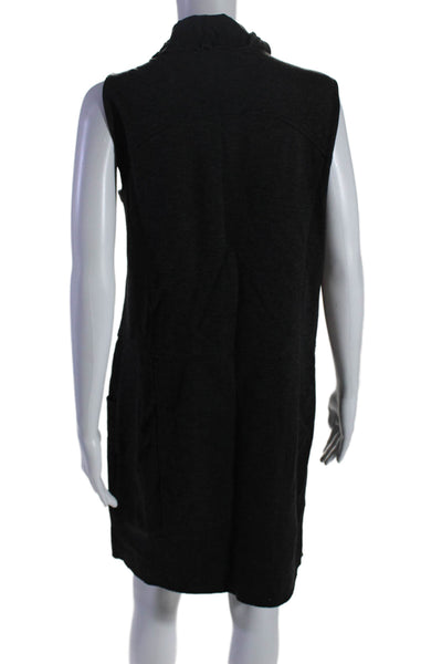 Elie Tahari Womens Dark Gray Front Zip Pockets Sleeveless Shift Dress Size 6