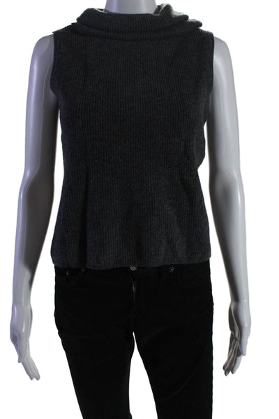 The Cashmere Project Womens Sleeveless Turtleneck Cashmere Top Gray Size Small