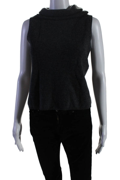 The Cashmere Project Womens Sleeveless Turtleneck Cashmere Top Gray Size Small