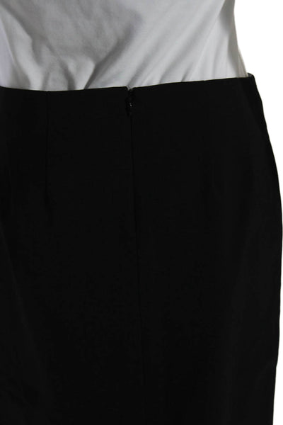 Theory Womens Back Zip Knee Length Wool Pencil Skirt Black Size 2