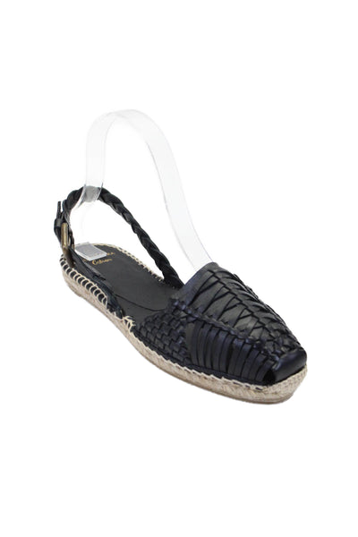 Altuzarra Women's Leather Braided Espadrille Buckle Sandals Black Size 35