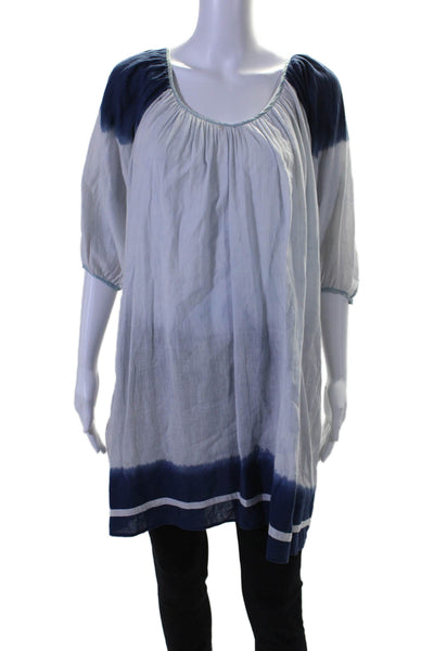 Christophe Sauvat Women's Round Neck Short Sleeves Tie Dye Tunic Blouse Size XS