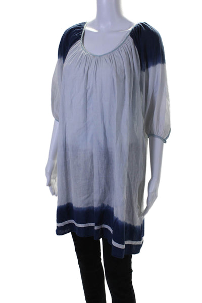 Christophe Sauvat Women's Round Neck Short Sleeves Tie Dye Tunic Blouse Size XS